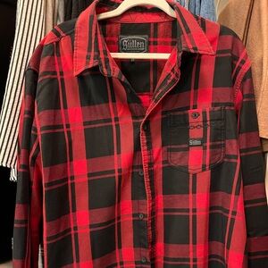 Sullen Overcadt Men's Red and Black Plaid Casual Button Down Shirt